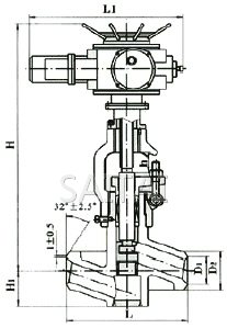  J961Y/961YPP54 電站用鍛鋼電動對焊截止閥結構圖