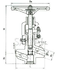 J61Y/J61YP54(夾箍式)電站用對焊契式截止閥結構圖