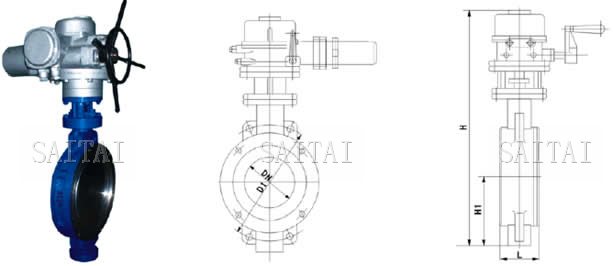 D973H電動對夾硬密封蝶閥外形尺寸圖