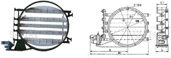 電動圓形百葉式調節蝶閥外形尺寸圖