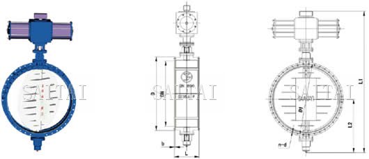 氣動通風蝶閥外形尺寸圖