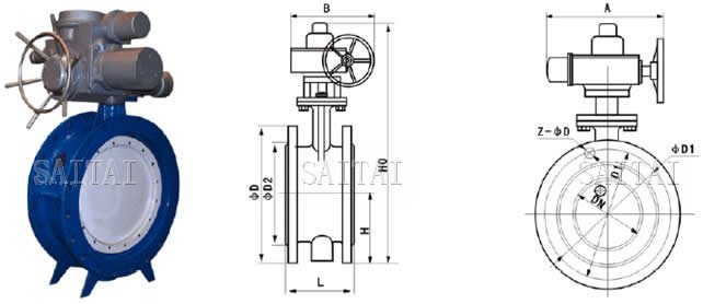 D942X軟密封電動法蘭蝶閥外形尺寸圖