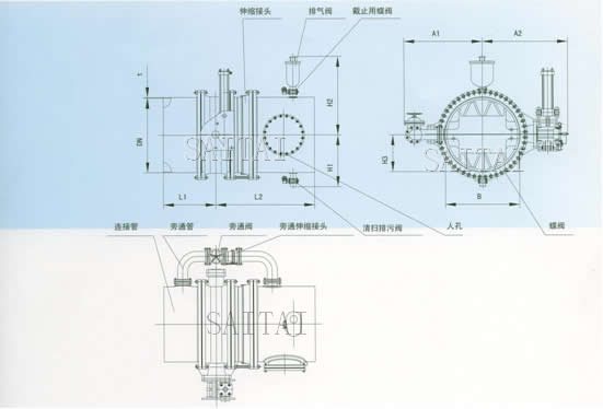 水輪機蝶閥成套裝置外形尺寸圖