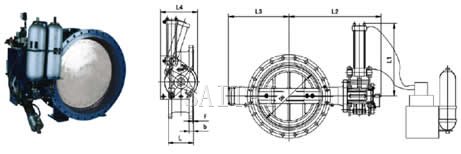 蓄能器式（緊急切斷）快關蝶閥外形尺寸圖