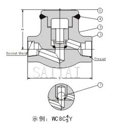 螺栓閥蓋升降式鍛鋼止回閥 結構圖2