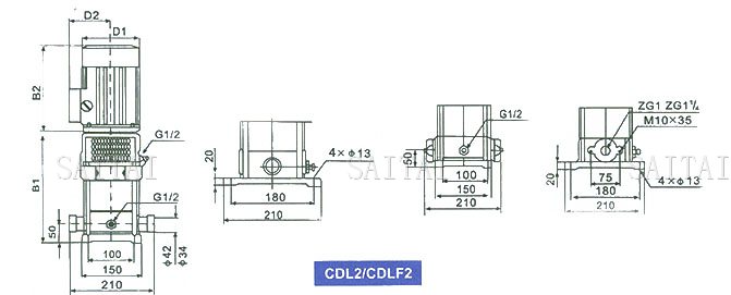 CDL2 / CDLF2係列多級泵安裝尺寸