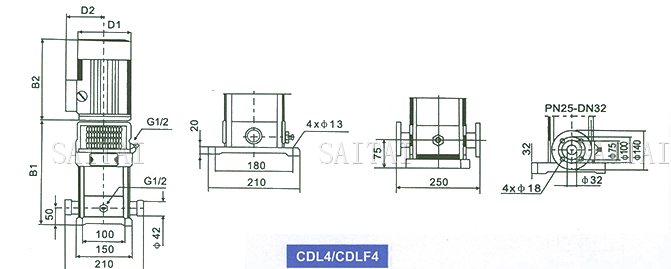 CDL4/ CDLF4係列多級泵安裝尺寸