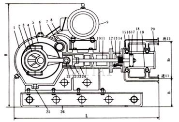 WBR型電動高溫往複泵結構圖