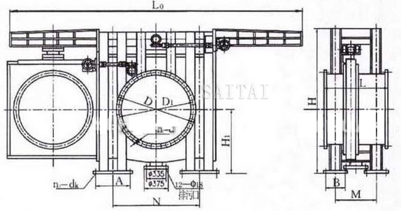 KF941H電動敞開式盲板閥 結構圖