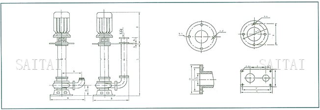 YW型無堵塞液下排汙泵結構圖