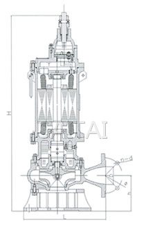BQW25―40―5.5礦用型隔爆排汙排沙潛水電泵外形尺寸圖