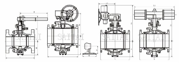 API美標鑄鋼固定球閥外形尺寸圖