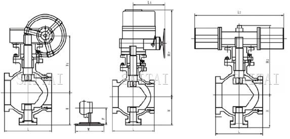 對夾連接V形球閥結構圖