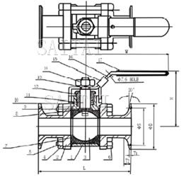 三片式卡箍球閥總裝圖