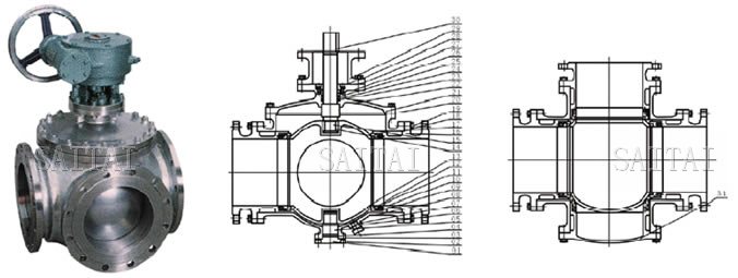 三通四密封球閥總裝圖