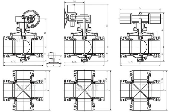 四通四密封球閥外形結構圖
