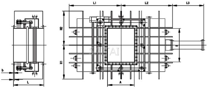 BYCZF649型氣動(方形)封閉式眼鏡閥結構圖