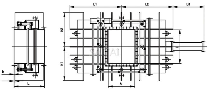  BYCZF749型液動(方形)封閉式眼鏡閥結構圖