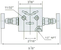 EN5-13 SS-M2F8型五閥組外形尺寸圖