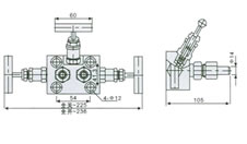EN5-10 SF-2B型一體化三閥組外形尺寸圖