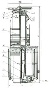 城市煤氣快速啟閉閘閥總裝圖