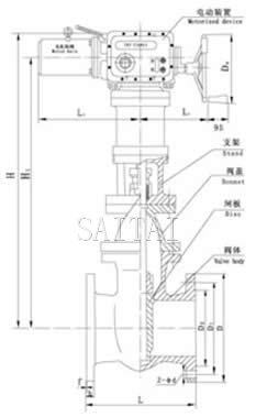 電動暗杆楔式閘閥總裝圖