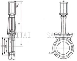 氣動刀形閘閥外形尺寸圖
