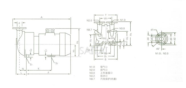 SKA係列水環式真空泵結構圖2