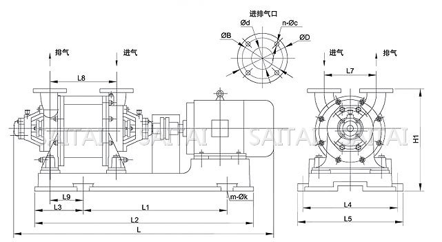 SZ係列水環式真空泵外形尺寸圖