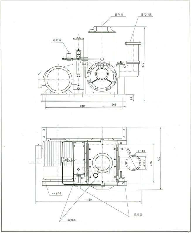 X-100B旋片真空泵結構圖