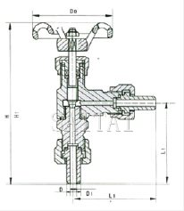 J24W-1.6/16P型角式截止針型閥結構圖