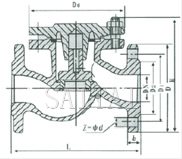 H41W/H/Y型PN2.5-10.0MPa 法蘭升降式止回閥外形尺寸圖