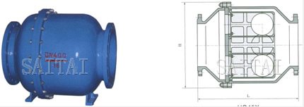 HQ45X雙球微阻球形止回閥外形尺寸圖
