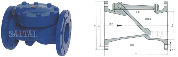 H44X(SFCV)係列橡膠瓣止回閥外形尺寸圖